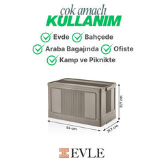 Evle Çok Amaçlı Modüler Kasa, İstiflenebilir Organizer Düzenleyici 55 lt, 54 x 31, 7 x 31, 7 cm, Toprak
