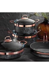 Brioni Royal Stone 7 Parça Taş Tencere Tava Seti Antrasit - Bakır