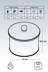Forrest Desenli Yuvarlak Metal Saklama Kabı, Erzak Saklama Kabı - Organizer 14 Cm X 12,5 Cm Er142-3g