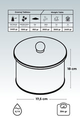 Azura Desenli Erzak Saklama Kabı - Metal Saklama Kabı 17,5 Cm X 18 Cm Er147-8f