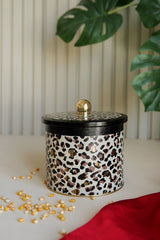 Leo Desenli Yuvarlak Metal Saklama Kabı, Erzak Saklama Kabı - Organizer 14 Cm X 12,5 Cm Er142-v4