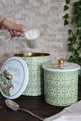 Forrest Desenli Metal Saklama Kabı 2'li Set 2.1 Litre + 4.1 Litre Erb48u3