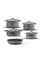 Brioni Stone - Age 9 Parça Çizilmez Yanmaz Yapışmaz Indüksiyon Tencere Seti