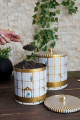 Birdcage Desenli Metal Saklama Kabı 2'li Set 2.1 Litre + 4.1 Litre Erb48t7