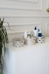 Deri Desenli Saklama ve Düzenleme Sepet Takımı (7’li), Krem