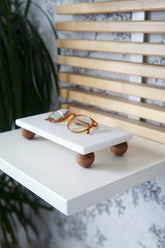 Beyaz Mermer Dikdörtgen Sunum Tabağı 20x10 cm | Takılık & Dekoratif Stand