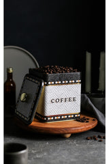 Er023-7d Mosaic Coffee Desenli Kare Metal Saklama Kabı 12x12 Cm