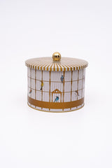 Bird Cage Desenli Yuvarlak Metal Saklama Kabı 14 Cm, Erzak Kabı - Organizer 17,5 Cm X 13 Cm Er145-t7