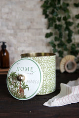 Forrest Desenli Yuvarlak Metal Saklama Kabı 14 Cm, Erzak Kabı 14 Cm X 15 Cm Er143-4g