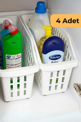 13 L Tekerlekli Düzen. Sepet, 4'lü Set, Beyaz