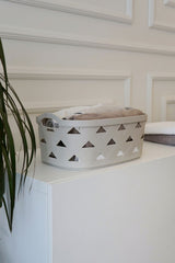 Deri Desenli Saklama ve Düzenleme Sepet Takımı (4'lü), Gri