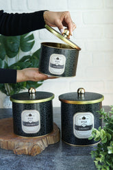 Trellis Desenli Metal Saklama Kabı Seti - 3'lü Set (1,3 Lt - 1,7 Lt - 2,1 Lt) ERB30V2