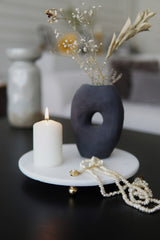 Sunumluk - Beyaz Mermer, Sunum Tabağı - 25 Cm Desenli