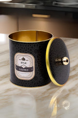 Trellis Desenli Yuvarlak Metal Saklama Kabı, Erzak Saklama Kabı 14 Cm X 15 Cm Er143-v2