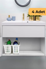 13 L Tekerlekli Düzen. Sepet, 4'lü Set, Beyaz