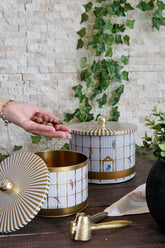 Bird Cage Desenli Metal Saklama Kabı Seti - 2'li Set (1,3 Lt - 2,9 Lt) ERB53T7