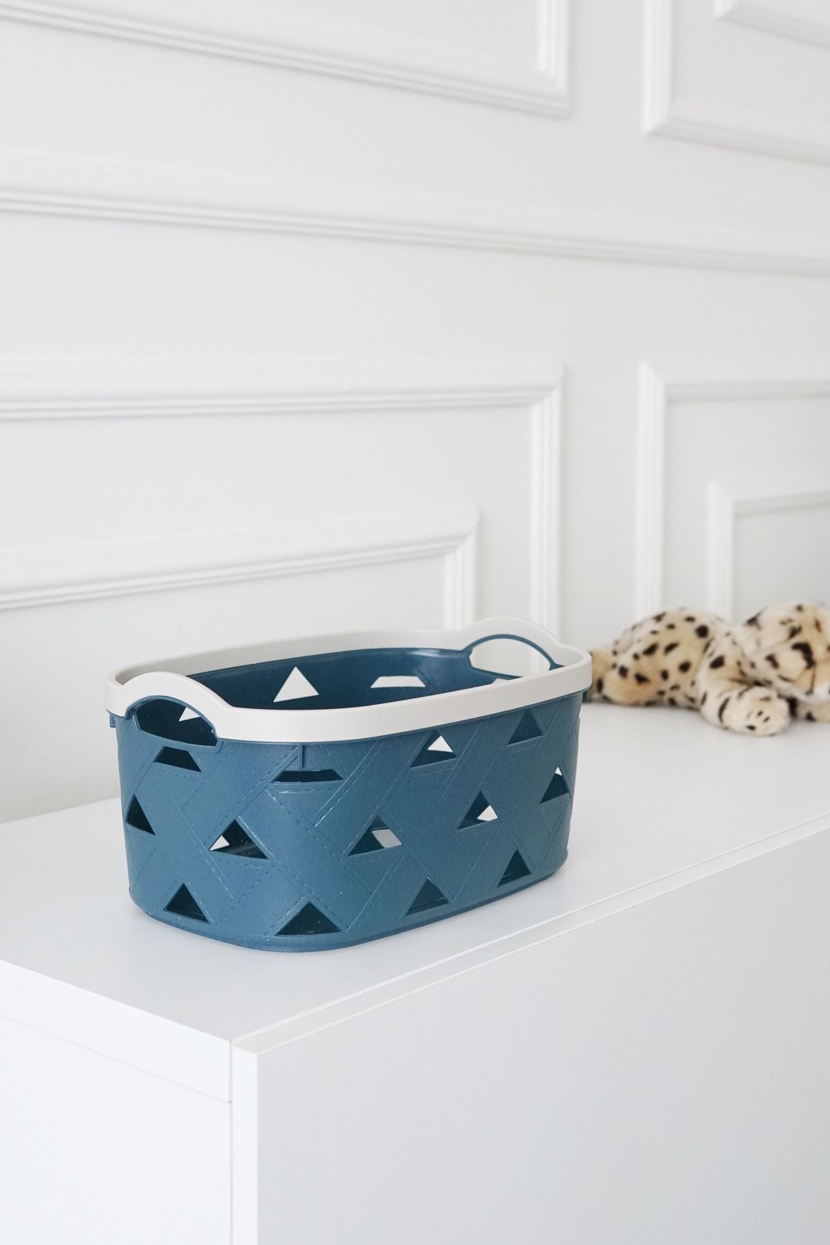 Deri Desenli Saklama ve Düzenleme Sepet Takımı (7’li), Mavi