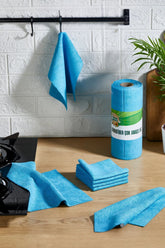 Mikrofiber Temizlik Rulosu – 25 Adet, 25x25 cm, Çok Amaçlı Kullanım, Kopart Kullan, Mavi