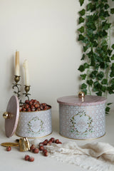 Rosy Desenli Metal Saklama Kabı Seti - 2'li Set (1,3 Lt - 2,9 Lt) ERB53U7