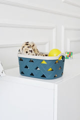 Deri Desenli Saklama ve Düzenleme Sepet Takımı (7’li), Mavi