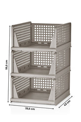 3'lü Modüler Kayar Raflı Dolap İçi Düzenleyici Seti, Toprak