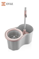 Lavine Premium 360 Mop Temizlik Seti – 16 L, Gri, Paslanmaz Sap