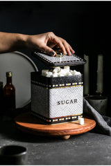 Er023-6d Mosaic Sugar Desenli Kare Metal Saklama Kabı 12x12 Cm