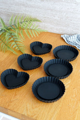 6'lı Mini Silikon Tart Kalıbı, Platinum Silikon, Siyah