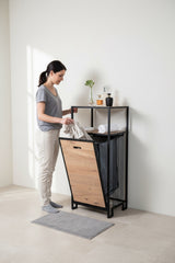 2 Raflı Metal Banyo Düzenleyici, Kapaklı Çamaşır Sepeti ve Çok Amaçlı Raf Ünitesi