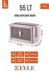 Katlanabilir Modüler Dolap Tekli, 55 lt, 54 cm x 31,7 cm x 31,7 cm