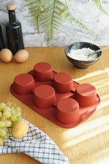 6'lı Silikon Muffin Kalıbı, Platinim Silikon, Kiremit Rengi