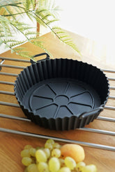 Yuvarlak Airfryer SilikonPişirme Kabı, Platinum Silikon, 24 x 21 x 5 cm