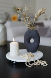 Sunumluk - Beyaz Mermer, Sunum Tabağı - 25 Cm