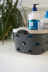 Deri Desenli Saklama ve Düzenleme Sepet Takımı (3'lü), Krem