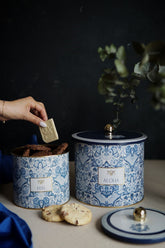 Azulejos Desenli Metal Saklama Kabı Seti - 2'li Set (1,7 lt - 3,5 lt)