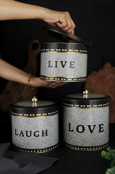 Mosaic Desenli Metal Saklama Kabı Seti - 3'lü Set (2,9 Lt - 3,5 Lt - 4,1 Lt) ERB31U1