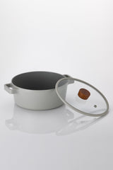 Fika Alüminyum Döküm Tencere Gri Cam Kapaklı 18 Cm