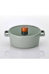 Fika Alüminyum Döküm Tencere 24cm Gri Renk Cam Kapaklı Sağlam Dayanıklı Fonksiyonel Mutfak