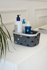 Deri Desenli Saklama ve Düzenleme Sepet Takımı (3'lü), Krem