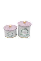 Rosy Desenli Metal Saklama Kabı Seti - 2'li Set (1,7 lt - 3,5 lt)