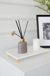 Beyaz Mermer Dikdörtgen Sunum Tepsisi 30x15 cm