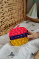 Elma Model Gökkuşağı Renkli Pop It Push Bubble Popit Oyuncak, Eğitici Oyuncak