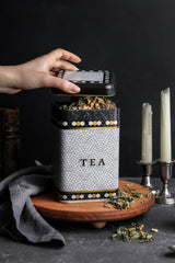 Evle Er022-7a Elegance Coffee Desenli Kare Metal Saklama Kabı 11x11 Cm