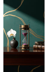 Eskitme Metal Çift Pusulalı Kum Saati 12 cm Mor Kumlu Dekoratif Vintage Masaüstü Aksesuar Hediyelik