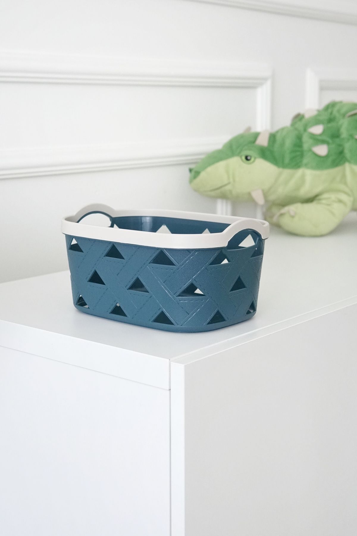 Deri Desenli Saklama ve Düzenleme Sepet Takımı (7’li), Mavi