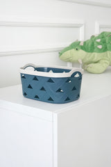 Deri Desenli Saklama ve Düzenleme Sepet Takımı (7’li), Mavi