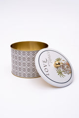 Forrest Desenli Yuvarlak Metal Saklama Kabı 14 Cm, Erzak Kabı - Organizer 17,5 Cm X 13 Cm Er145-2g