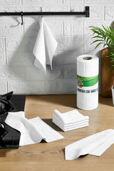 Mikrofiber Temizlik Rulosu – 25 Adet, 25x25 cm, Çok Amaçlı Kullanım, Kopart Kullan, Beyaz