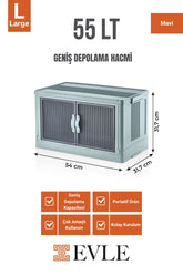 Katlanabilir Modüler Dolap Tekli, 55 lt, 54 cm x 31,7 cm x 31,7 cm