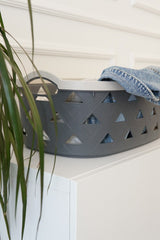 Deri Desenli Saklama ve Düzenleme Sepet Takımı (4'lü), Gri